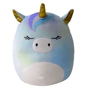 Squishmallows Australian Blue Unicorn Metallic Gold Horn Plush Toy EUNICE 12”